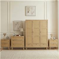 Wovena Rattan 4 Piece Bedroom Furniture Set Oak Effect