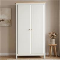 Haven White 2 Door Double Wardrobe with Shelves and Hanging Rail