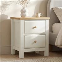Haven White Painted 2 Drawer Bedside Table with Oak Top
