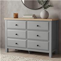 Haven Painted Large 6 Chest of Drawers - Grey Bedroom Dresser