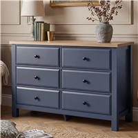 Haven Painted Large 6 Chest of Drawers - Blue Bedroom Dresser