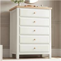 Haven White Tall 5 Chest of Drawers - Painted Bedroom Drawers