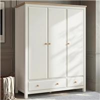 Haven White 3 Door Wardrobe With Drawers and Adjustable Shelves