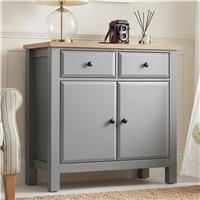 Haven Grey Sideboard Cabinet with Oak Top and Storage