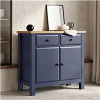 Haven Blue Sideboard Cabinet with Oak Top and Storage