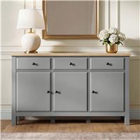 Haven Grey Sideboard Cabinet with Drawers and Oak Veneer Top