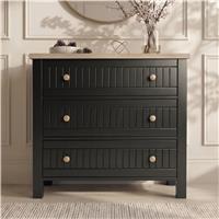 Linra Black Painted 3 Drawer Chest of Drawers with Oak Top