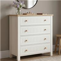 Linra White Painted 4 Chest of Drawers - Bedroom Drawers