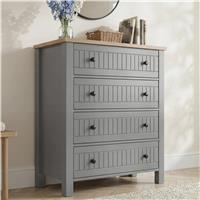 Linra Grey Painted 4 Chest of Drawers - Bedroom Drawers