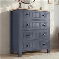Linra Blue Painted 4 Chest of Drawers - Bedroom Drawers