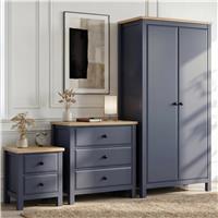 Haven Painted 3 Piece Bedroom Furniture Set Blue - Oak Top