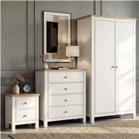 Haven White Painted 3 Piece Bedroom Set with Oak Top
