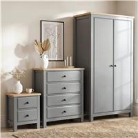 Haven Grey Painted 3 Piece Bedroom Set with Oak Top