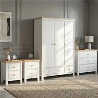 Haven Painted 4 Piece Bedroom Furniture Set White - Oak Top