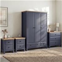 Haven Painted 4 Piece Bedroom Furniture Set Blue - Oak Top