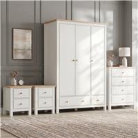 Haven White Painted 4 Piece Bedroom Set - Oak Top