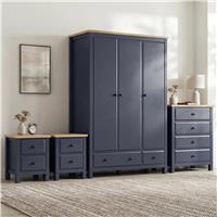 Haven Blue Painted 4 Piece Bedroom Set - Oak Top