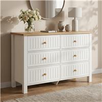 Linra White Painted Large 6 Chest of Drawers - Bedroom Dresser