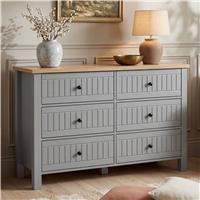 Linra Grey Painted Large 6 Chest of Drawers - Bedroom Dresser