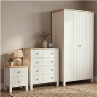 Linra White Painted 3 Piece Bedroom Set - Oak Top