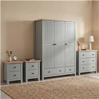 Linra Painted 4 Piece Bedroom Furniture Set Grey - Oak Top