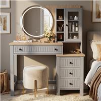 Linra Grey Painted Dressing Table with LED Mirror and Storage