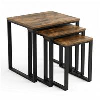 Stackora Rustic Nest of Tables Set of 3, Industrial Metal Frame