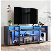 LED TV Stand with Storage for TVs up to 60 Black Marble, 140cm
