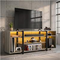 Industrial LED TV Stand with Storage for TVs up to 60 Wooden Grey