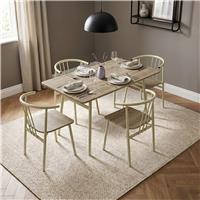 Torvi Industrial 4 Seater Dining Table and Chairs Set, Sonoma Oak