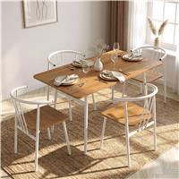 Torvi Oak Dining Table and 4 Chairs Set, Industrial Metal Frame