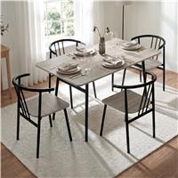 Torvi Grey Dining Table and 4 Chairs Set, Industrial Style