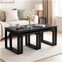 Nestline 3 Piece Black Embossed Nesting Coffee Table Set