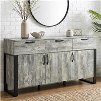Grey Sideboard with Drawers and Storage Cabinet Ironmere