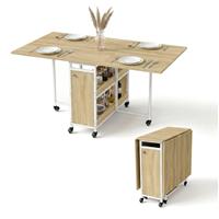 Sonoma Oak Folding Dining Table with Wheels and Storage