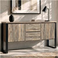 Smokey Oak Effect Sideboard Cabinet with Drawers & Storage