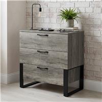 Millwright 3 Drawer Chest of Drawers, Wooden Grey Effect