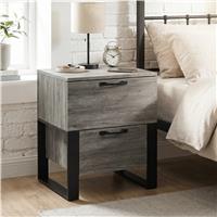 Millwright Industrial 2 Drawer Bedside Table - Wooden Grey Effect