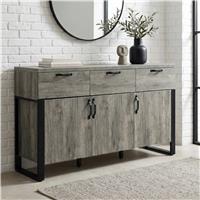 Millwright 3 Door Sideboard with Drawers, Wooden Grey Effect