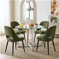 Kyvon Glass Round Dining Table Set with 4 Chairs - Green