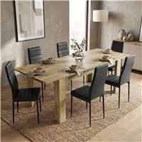 Milo Extendable Dining Table Set - Oak Effect - 6 Seater / Black
