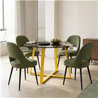 Kyvon Tinted Glass Round Dining Table Set with 4 Chairs - Green