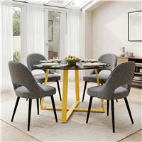 Kyvon Tinted Glass Round Dining Table Set with 4 Chairs - Grey