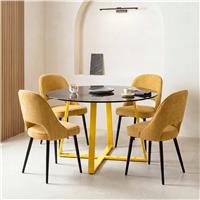 Kyvon Tinted Glass Round Dining Table Set with 4 Chairs - Mustard