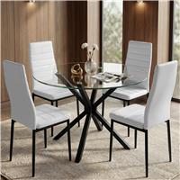 PU Leather Modern Dining Chairs Set of 4, 6 and 8 - Set of 4 / White