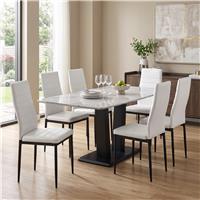 PU Leather Modern Dining Chairs Set of 4, 6 and 8 - Set of 6 / White