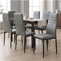 PU Leather Modern Dining Chairs Set of 4, 6 and 8 - Set of 6 / Grey