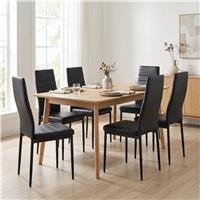 PU Leather Modern Dining Chairs Set of 4, 6 and 8 - Set of 6 / Black