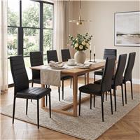 PU Leather Modern Dining Chairs Set of 4, 6 and 8 - Set of 8 / Black