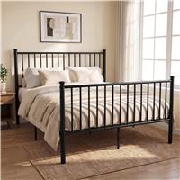 Vertical Metal Bed Frame with High Headboard - Single, Double and King - King / Black
